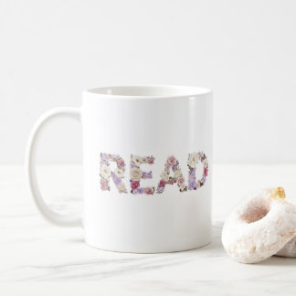 Elegante bloemlezing READ-typografie - Pastelkleur Koffiemok