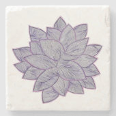 Elegante bloemlijn kunst stenen onderzetter (Voorkant)