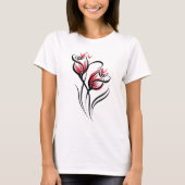 Elegante bloemlijn kunst t-shirt (Voorkant)