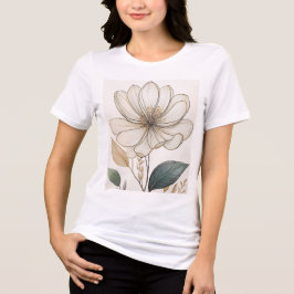 Elegante bloemlijnkunst – minimalistisch bloemontw Tri-Blend shirt