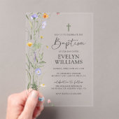 Elegante Bloemmeisje Doop en Doop Acryl Uitnodigingen (Insitu (Draagbaar))