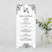Elegante Bloemmonogram  bruiloft Menu (Staand voorkant)