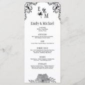 Elegante Bloemmonogram bruiloft Menu (Voorkant)