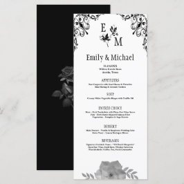 Elegante Bloemmonogram bruiloft Menu