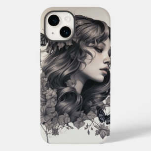Elegante Bloemmonogram Hoesje-Mate iPhone Case-Mate iPhone 14 Hoesje