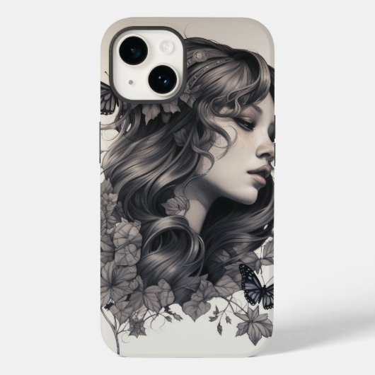 Elegante Bloemmonogram Hoesje-Mate iPhone Case-Mate iPhone Case (Achterkant)