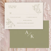 Elegante Bloemmos Groene bruiloft RSVP Kaartje
