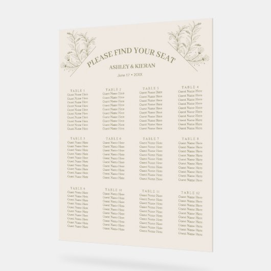 Elegante Bloemmos Groene Zitting Grafiek Acryl Bord (Hoek)