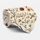 Elegante bloemmotief  Grijs Roest Tan Zwart Stropdas (Opgerold)