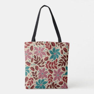 Elegante bloemmotief Kerst Whimsy Tote Bag
