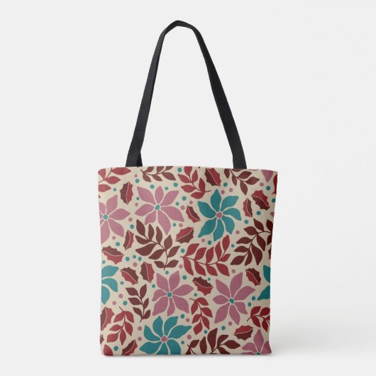 Elegante  bloemmotief Kerst Whimsy Tote Bag (Achterkant)