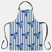 Elegante bloemmotief strepen monochromatisch blauw schort (Voorkant)