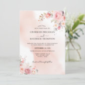 Elegante Bloemnevel Roze bruiloft Kaart (Staand voorkant)