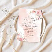 Elegante Bloemnevel Roze bruiloft Kaart