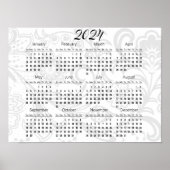 Elegante Bloemontwerp 2024 Agenda Poster (Voorkant)