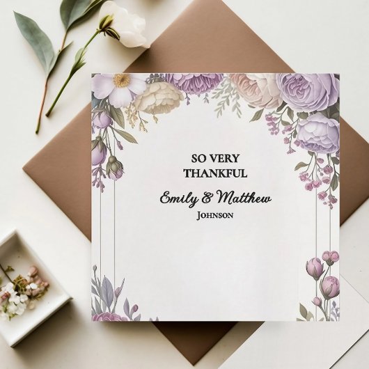 Elegante bloemontwerper bedankkaart