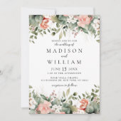 Elegante bloemperzik salie botanische bruiloft kaart (Voorkant)