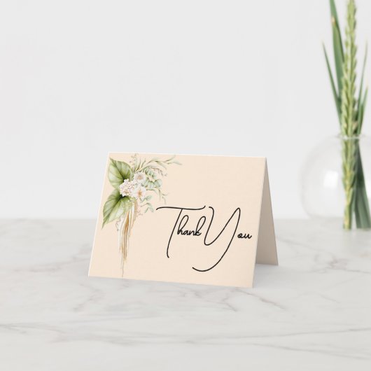 Elegante bloemrand  bedankkaart (Voorkant)