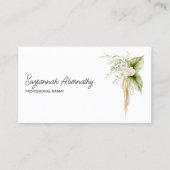 Elegante bloemrand rechts voorzijde QR-code achter Visitekaartje (Voorkant)