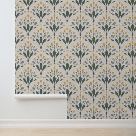 Elegante Bloemrijke Art Deco Botanische Folk Behang