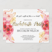 Elegante Bloemrijke Bachelorette Feest Uitnodiging (Voorkant / Achterkant)