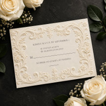 Elegante bloemrijke barokke trouw-RSVP kaart