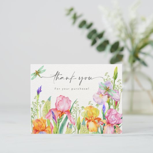 Elegante bloemrijke bedankkaart briefkaart (Staand voorkant)