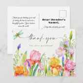 Elegante bloemrijke bedankkaart briefkaart (Voorkant / Achterkant)