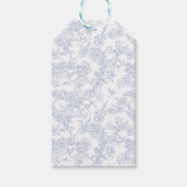 Elegante Bloemrijke Blauwe Franse Toile Cadeaulabel (Voorkant)
