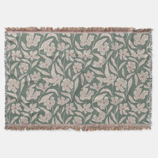 Elegante Bloemrijke Boho Roze & Donkergroene Botan Deken