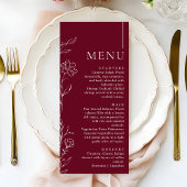 Elegante Bloemrijke Bordeaux Kleur Formal Huwelijk Menu