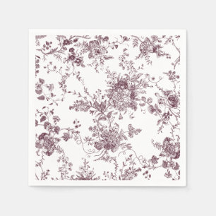 Elegante bloemrijke botanische bordeaux toile trou servet