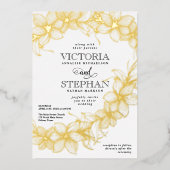 Elegante Bloemrijke Botanische Lente Bruiloft Folie Uitnodiging (Voorkant)