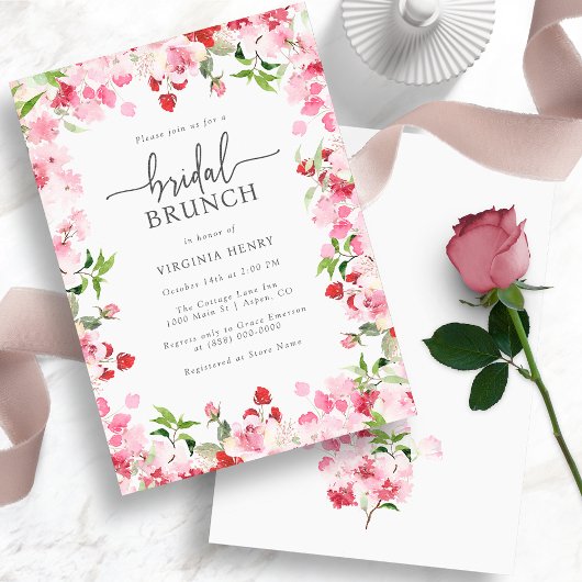 Elegante Bloemrijke Bruidsbrunch Kaart