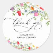 Elegante Bloemrijke Bruidsdouche Dank Je Wel Ronde Sticker (Voorkant)