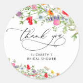 Elegante bloemrijke bruidsshower dank je wel ronde sticker (Voorkant)