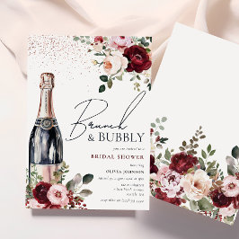 Elegante bloemrijke brunch en bruisende bruids-sho kaart
