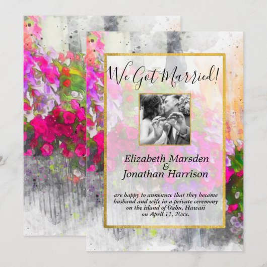 Elegante Bloemrijke Chic We Zijn Getrouwd Aankondi Aankondiging (Voorkant / Achterkant)