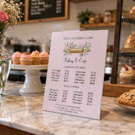 Elegante Bloemrijke Deegroller Bakkerij Prijslijst Reclamebord Met Voetstuk