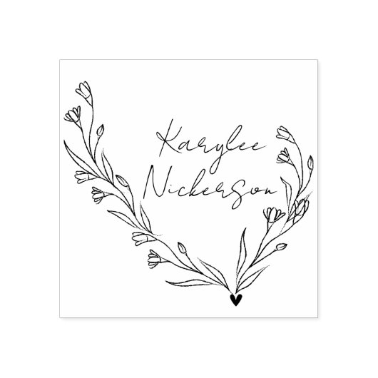 Elegante Bloemrijke Doodle Script Rubberstempel (Afrduk)