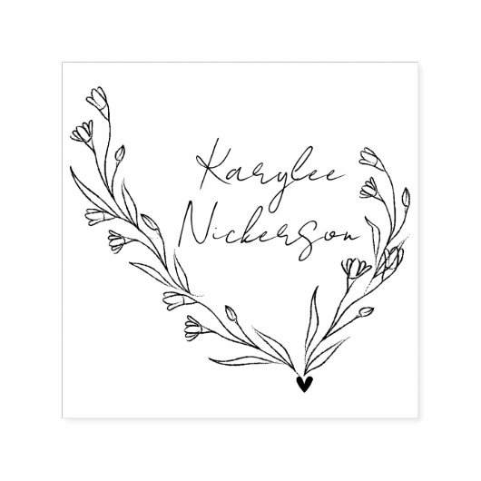 Elegante Bloemrijke Doodle Script Zelfinktende Stempel (Design)