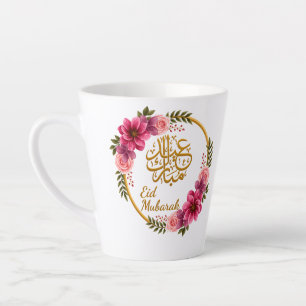 Elegante Bloemrijke Eid Mubarak Gouden Arabische C Latte Mok