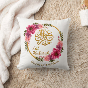 Elegante Bloemrijke Eid Mubarak Kussen