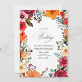 Elegante bloemrijke fiesta-huwelijk met QR-code Kaart (Voorkant)