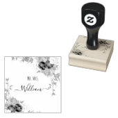 Elegante Bloemrijke Frame Monogram Huwelijk Rubber Rubberstempel (Gestempeld)