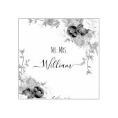 Elegante Bloemrijke Frame Monogram Huwelijk Rubber Rubberstempel (Afrduk)