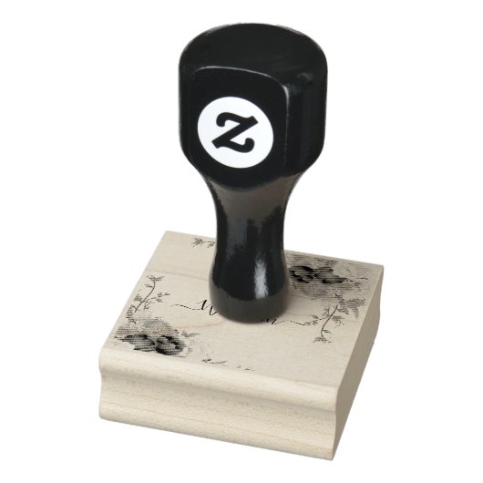 Elegante Bloemrijke Frame Monogram Huwelijk Rubber Rubberstempel (Stempel)
