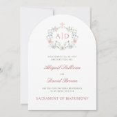 Elegante Bloemrijke Frame Monogrammen Katholieke B Kaart (Voorkant)