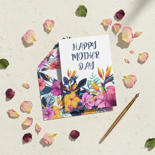 Elegante Bloemrijke Gelukkige Moederdag Persoonlij Feestdagenkaart