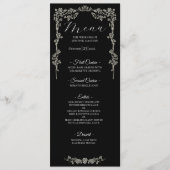 Elegante bloemrijke gotische trouwmenu menu (Voorkant)